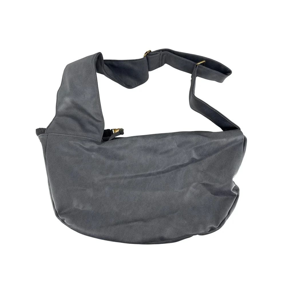 Noah & Paw Pet Carrier Sling Charcoal Grey Vegan Leather Faux Fur Small Dog Cat